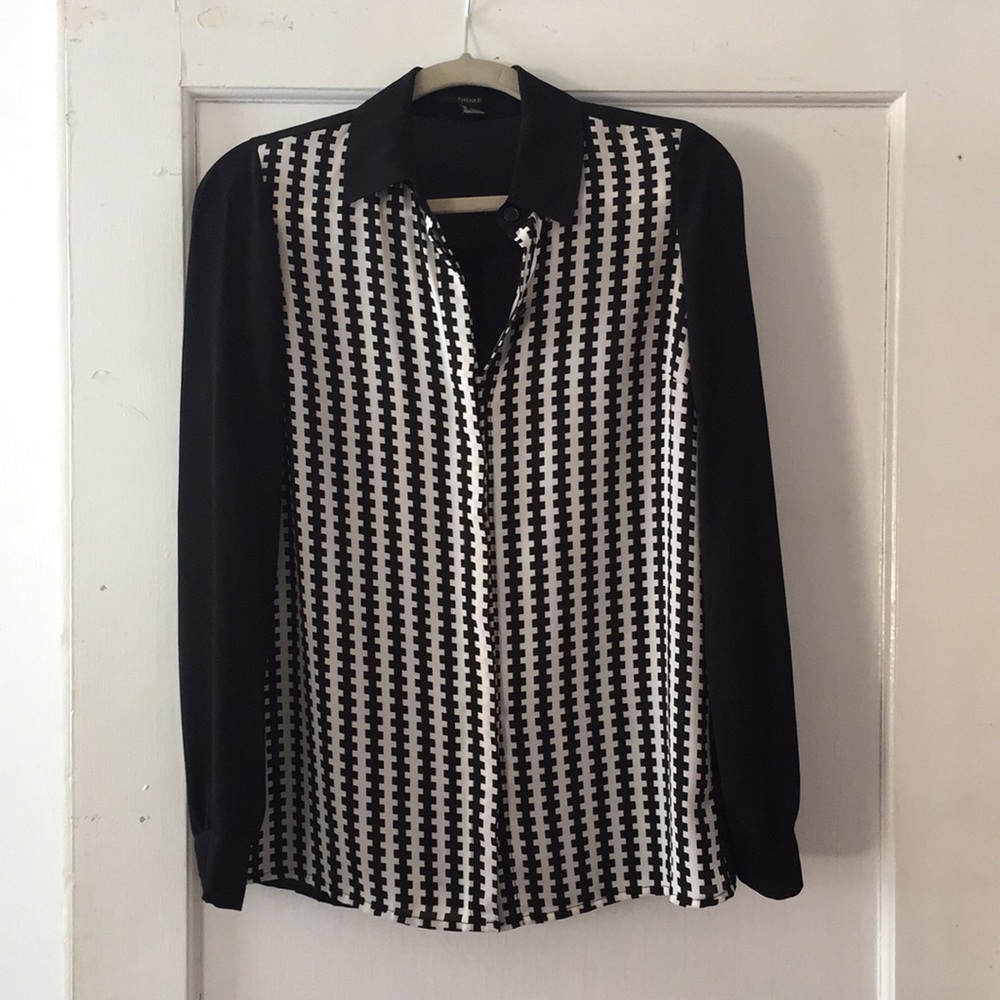 Cream and White print blouse